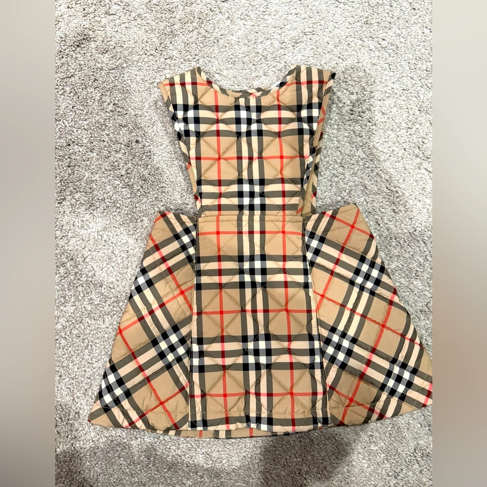 Burberry Kids Dress in Beige and Red Plaid